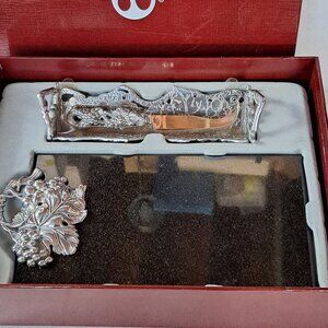 Arthur Court Cheese Cracker Pewter Grapes Black Marble 3 Piece Serving Set New